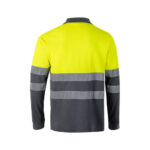 VL PLUTO LARGE. Polo piqué bicolore (150g/m²) à manches longues, en coton (55%) et polyester (45%) – Image 7