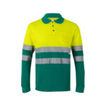 VL PLUTO LARGE. Polo piqué bicolore (150g/m²) à manches longues, en coton (55%) et polyester (45%) – Image 11