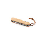 RYKER. Couteau de poche multifonctionnel en bambou et acier inoxydable avec manche en PU – Image 3