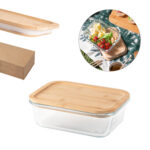 PORTOBELLO. Lunch Box. Boîte hermétique en verre borosilicaté et couvercle en bambou 1000 mL