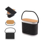 GUETTA. Enceinte portable de 5 W avec chargeur sans fil ultra-rapide de 15 W et autonomie de 2 h en bambou et PET recyclé (100 % rPET)