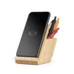 LEAVITT. Porte-smartphone et porte-stylos avec chargeur sans fil rapide 10W en bambou – Image 7