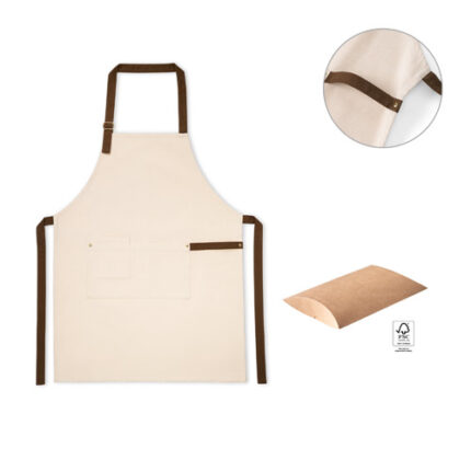 HOLM. Tablier en toile 100% coton (320 g/m²) avec détails en métal