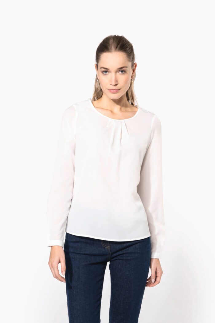 Blouse crêpe manches longues femme – Image 1